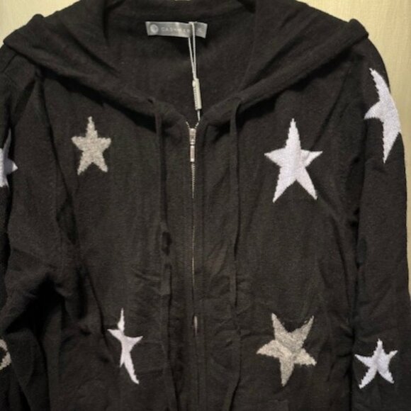 ZIP UP STAR CASHMERE SWEATER HOODIE BLACK/CORNFLOWER - Picture 14 of 16